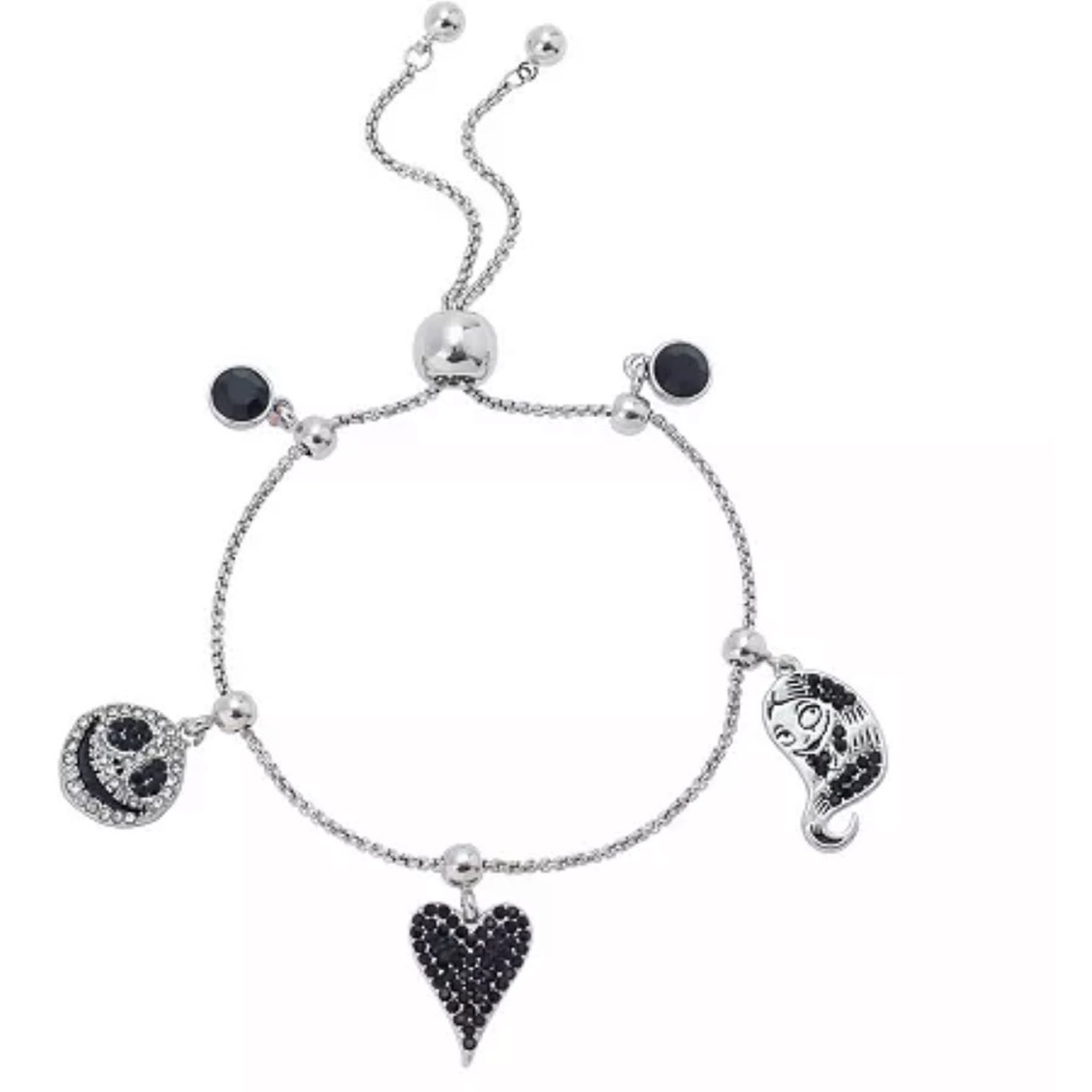 Disney Nightmare Before Christmas Silver Charm Bolo Bracelet